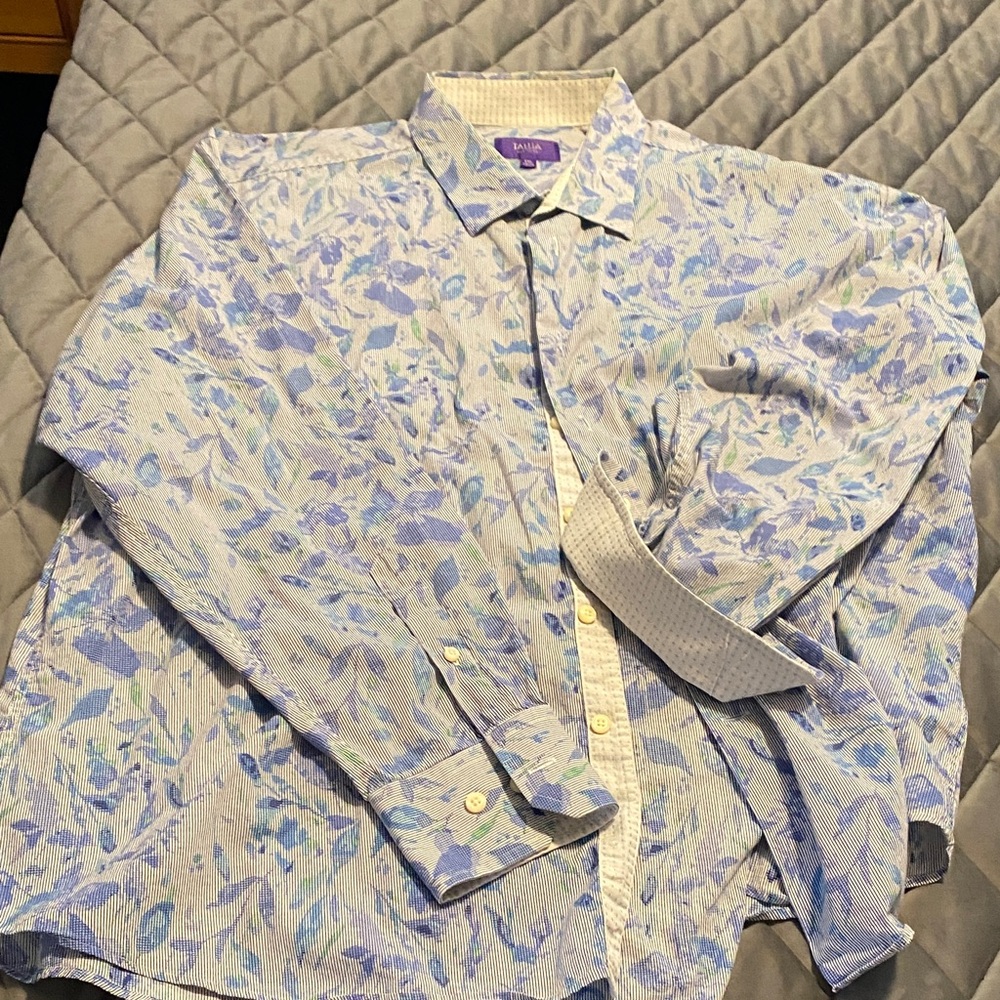 TALLIA Blue and White Striped Shirt